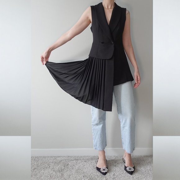 Actuel Black Double Breasted Asymmetrical Vest Size S - Picture 4 of 10